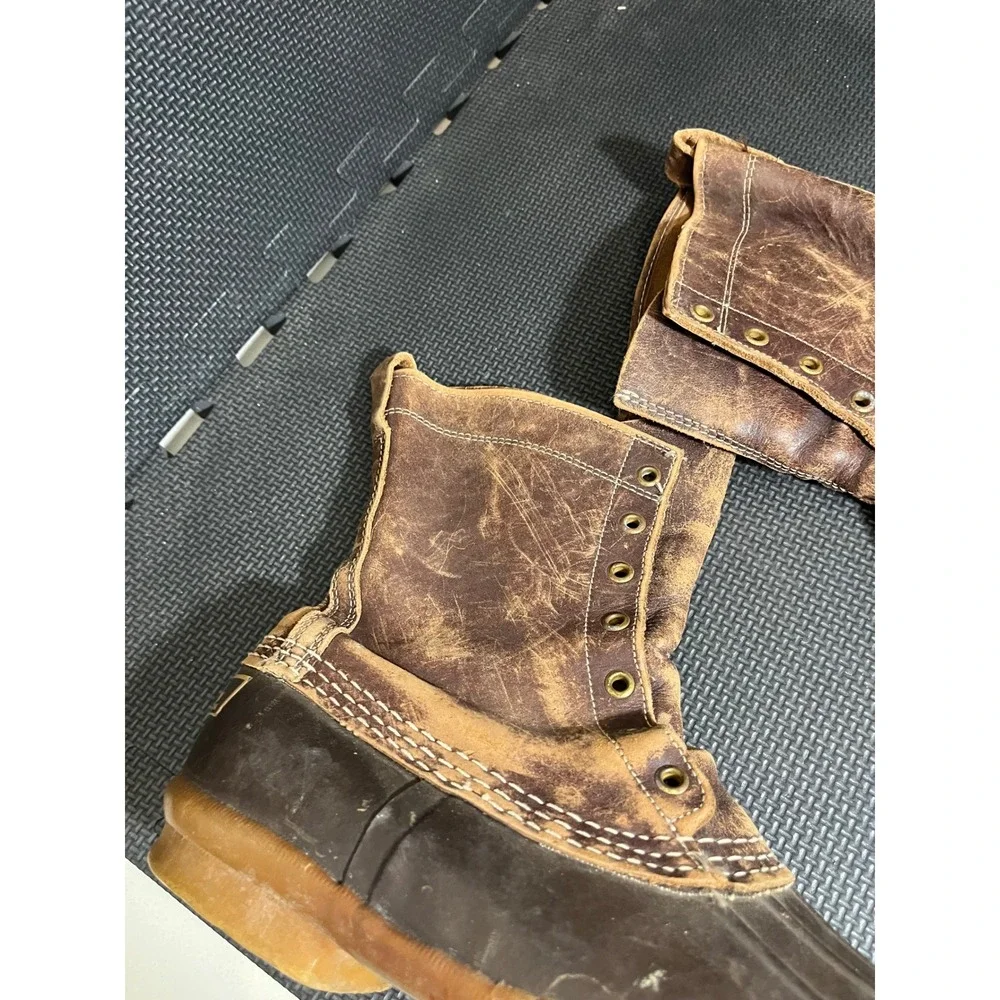 Vintage L.L. Bean Maine Hunting Shoe Womens 11 Brown Duck Boots Leather‎ Rubber